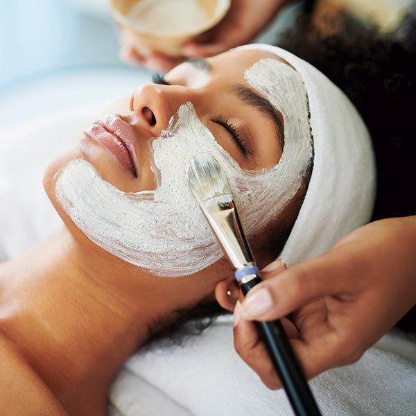 lady lying for a facial