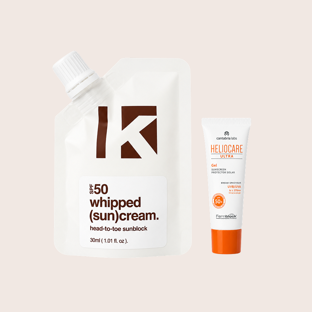 Heliocare Ultra Gel SPF 5ml & Kalahari SPF50 Body Whip SPF pouch 30ml